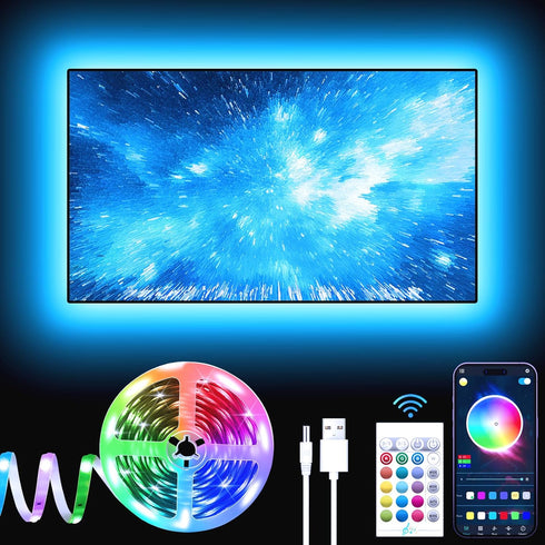 GIPOYENT TV LED Lights, 13.1ft RGB Color Changing Light Strip for 40-65 Inch TV with Bluetooth Function