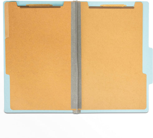 The File King Pressboard Classification File Folder - Pale Blue, Legal Size, Box of 10, 2/5 ROC Top Tab, 3” Expansion,