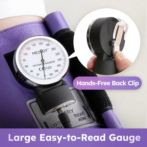 10"-16", LotFancy Aneroid Sphygmomanometer with Stethoscope Kit, Professional BP Cuff Adult Adult Professional Manual