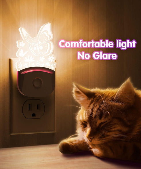 8 L LOHAS LED Kids Night Light, RGB Color Changing Butterfly Night Lights with Dusk to Dawn Sensor, Acrylic Nursery