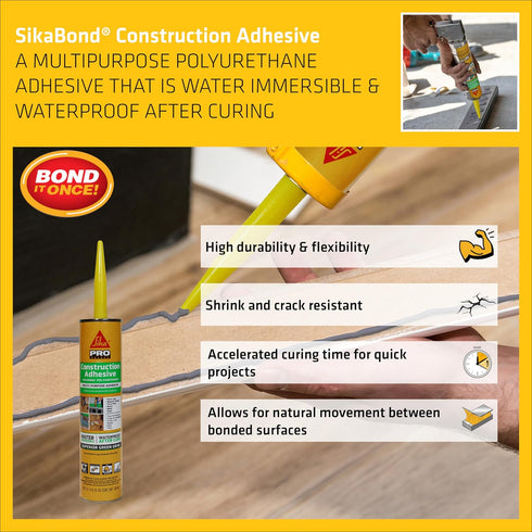 SIKA Pro Select Construction Adhesive, Gray, 10.1-oz.
