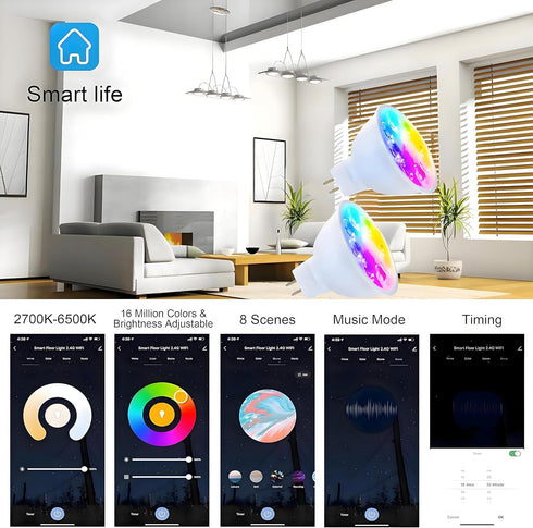 MR16 GU5.3 Bulb,GU5.3 Bulbs,Dimmable Bulbs,12Volt Gu5.3 Bulbs Assistant,16Million Smart LED Light Color Changing Light