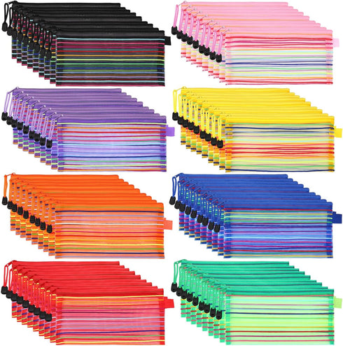 Glenmal 72 Pack Zipper Mesh Pouch, Multipurpose Storage Bag for Office Classroom Supplies