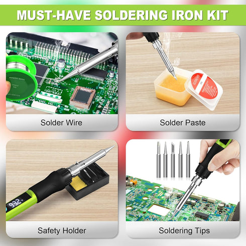 Soldering Iron Kit, 100W Soldering Gun with LED Digital Display, Adjustable Temperature Solder Kit for Electronics