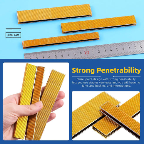 Glarks 2000Pcs 18 Gauge Narrow Crown Staples, 1/2 Inch Galvanized Assortment Kit for Electric Stapler, Pneumatic DIY