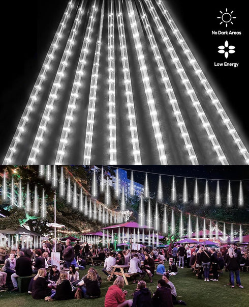 Christmas Lights Outdoor UL Certified, Meteor Shower Lights 12 Inch, 10 Tubes LED Falling Rain Drop Lights, Icicle Snow