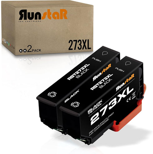 Run Star 2 Pack Remanufactured Black Ink Cartridge Replacement for Epson 273XL Printers