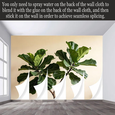 Agglomerix Custom Size Wall Murals Fiddle Leaf Fig Botanical Minimalist Green Leaves SelfAdhesive Wall Fabric Removable