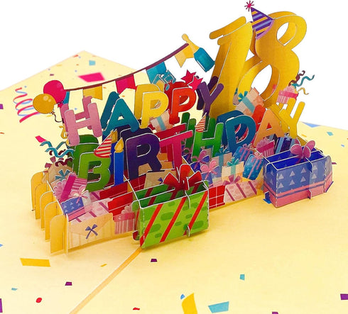 Liif Happy 18th 3D Pop Up Birthday Card, 18 Year Old Card for Girl, Boy, Son, Daughter, Nephew | Large Size 8 x 6 inch