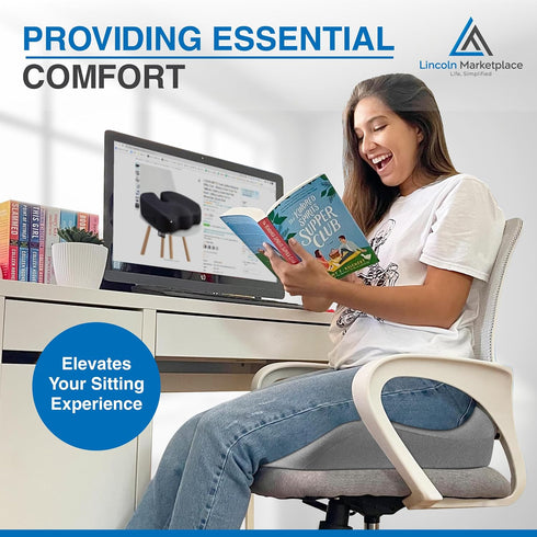 Generic Extra-Dense Memory Foam Seat Cushion Ergonomic Design for Pain Relief, Posture Support & Pressure Reduction