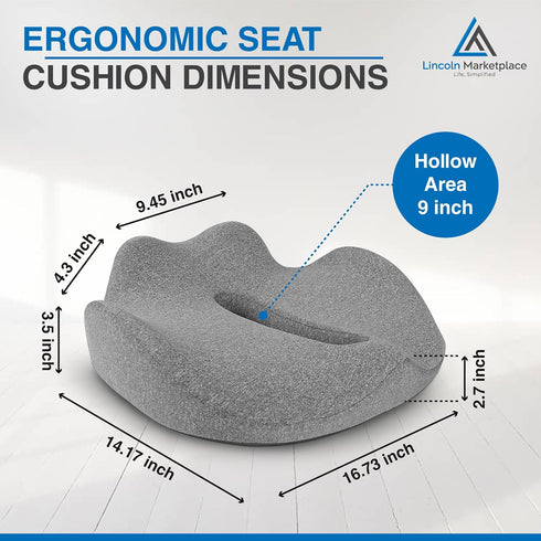 Generic Extra-Dense Memory Foam Seat Cushion Ergonomic Design for Pain Relief, Posture Support & Pressure Reduction