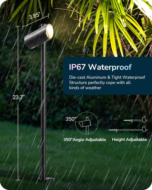 48Ft 300LM IP67 12V 320 4 Pack EDISHINE Smart LED Landscape Lighting, Low Voltage Outdoor Spotlgiht, RGBW Waterproof