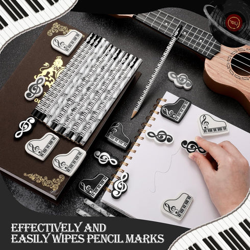 Music Pencils, Music Note Pencil with Themed Erasers, Bulk Keyboard Fun Pencils, 96 Pcs