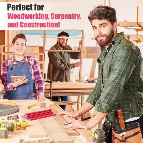 14 7-Inch Eaasty Pcs Carpenter Pencils Flat Octagonal Hard Black Woodworking Pencils Heavy Duty Construction Pens