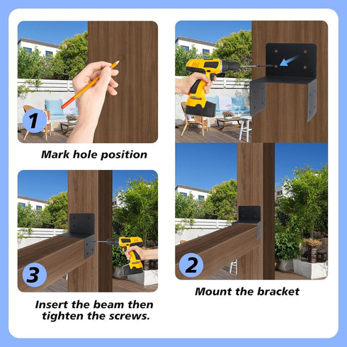 4 Pcs Joist Anchor Connector for 6"x 6" Post, Roof Tie Header Hanger Joint Post Cap for Outdoor House Carport Shed