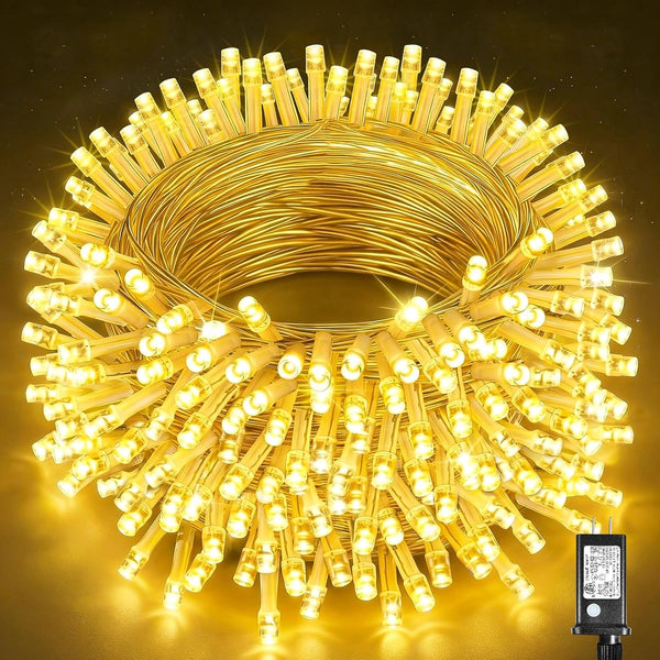 100ft 300 LED String Lights Indoor Connectable Warm White Christmas Lights Outdoor