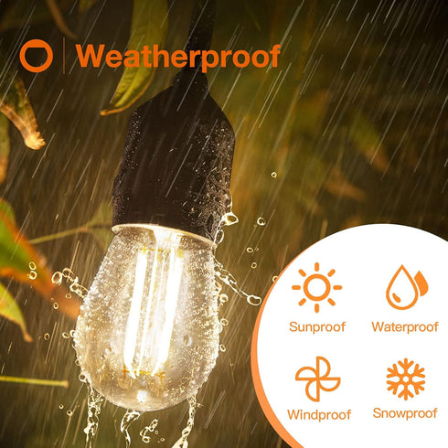addlon LED Replacement Bulbs, 2W S14, 4 Pack, Waterproof E26 Screw Base for Outdoor LED String Lights