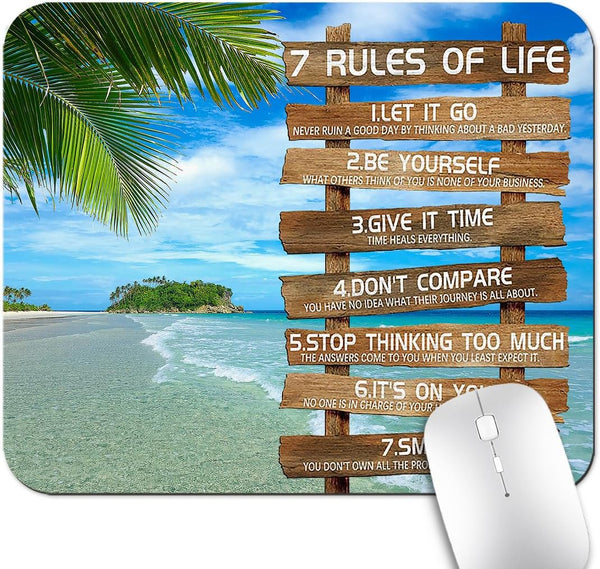 7AN.M 9.5"x 7.9" Anti-Slip Office/Gaming Mouse Pad - 7 Rules of Life Inspirational