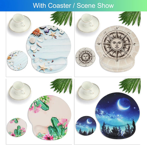 Ergonomic Mouse Pad with Wrist Support Rest, Large Gel Mousepad with Coaster for Pain Relief at Home & Office - Forest