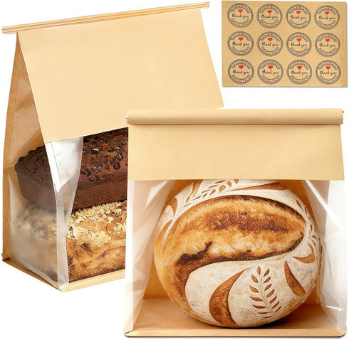 GOULIKFUL 100 Pack Extra Large Paper Bread Bags for Homemade Bread Sourdough Bags,