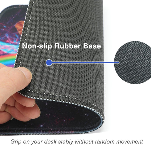 Small Mouse Pad for Laptop, Cute Premium-Textured Mouse Mat, Washable Non-Slip Rubber Base, Space Unicorn Cat