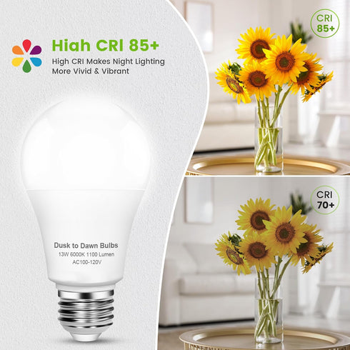 Bulb, 13W 60W A19 E26 Bulb, 5000K 1100LM, 3 Pack OHLUX Dusk to Dawn Outdoor Light Equivalent Energy Saving Led Cool