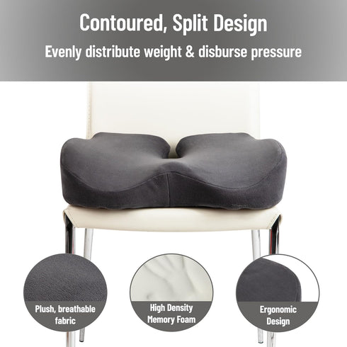 Mind Reader Air-Cloud Memory Foam Seat Cushion, Ergonomic Support for Lower Back, Coccyx, and Hip Pain Relief, Promotes