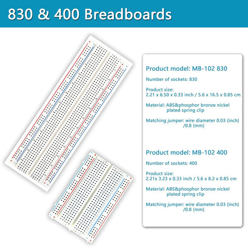 560Pcs Breadboard and Jumper Wire Kit, PCB Circuit Board Assortment with Tweezers, Alligator Clip Test Leads