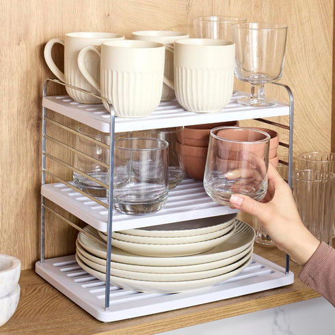 YouCopia UpSpace Cabinet Box Organizer, Adjustable Kitchen Pantry Shelf for Plastic Wrap and Foil Storage, Large