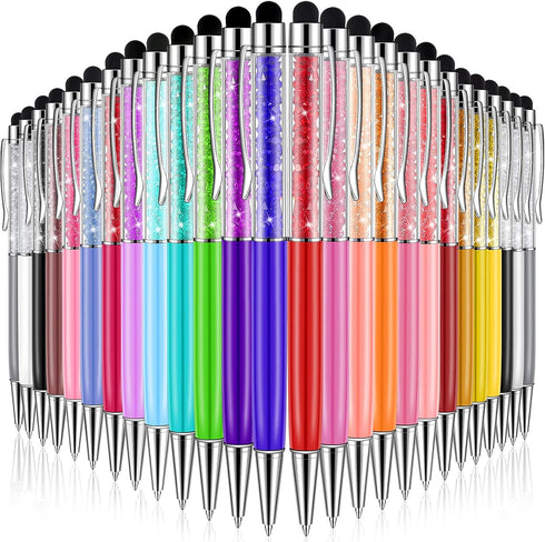 Hestya 26 Pieces Crystal Stylus Ballpoint Pens, Capacitive Stylus for Touch Screens, Glitter Diamond Bling Black Ink