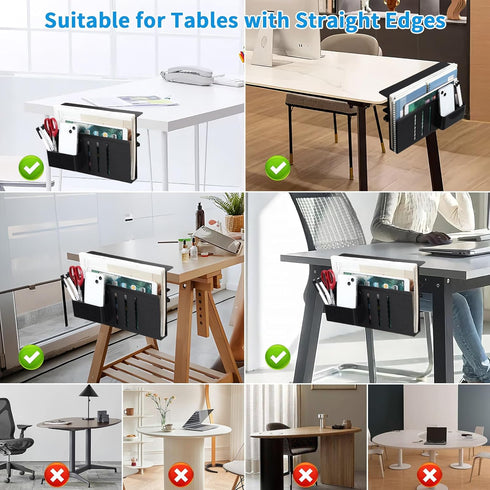 Under Desk Laptop Holder, Clamp On Side Desk Organizer with Anti-Scratch Pad & Magnetic Pen Holder for Flat Edge Desks
