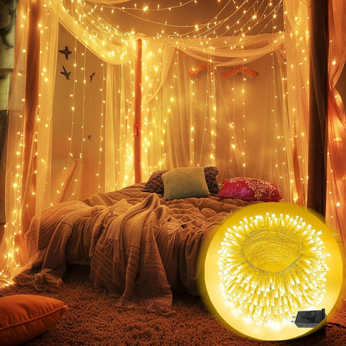 66FT 200LED Christmas String Lights, Waterproof, Extendable Twinkle Fairy Lights with 8 Modes & Timer for Garden,