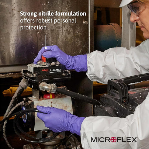 Microflex SU-690 Disposable Nitrile Gloves, Latex-Free, Powder-Free, Violet, Size X-Large, Box of 100
