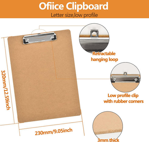 Happyhapi Clipboards 28 Pack - Hardboard Office Clipboards Standard A4 Size (9 x 12.5 Inches)