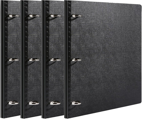 WOT I Telescoping 3 Ring Binder, 4PCS, Flexible Binder with Expandable Spine, Holds 160 Sheets, Black