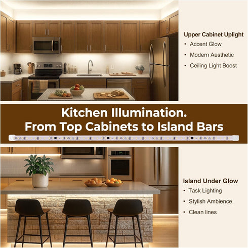 96inch 120V Counter 6000k Plug in Under Cabinet Lighting Strip for Kitchen, Bright LED Under Lights White Slim, Luces