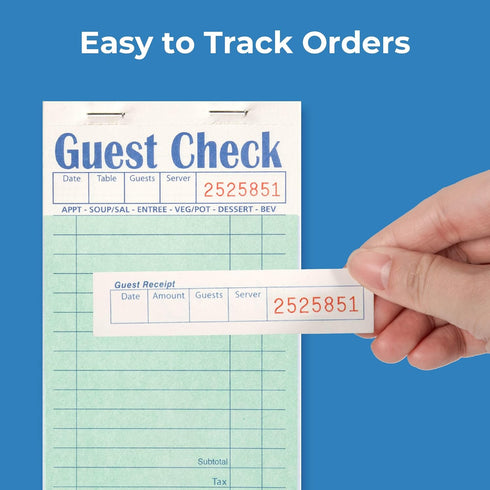 20 Pack (1000 FMP Brands Guest Check Books for Servers, Server Note Pads, Sheets), Green with Guest Receipt, Guest