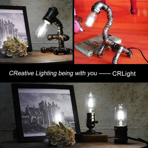 CRLight LED Tubular Bulb 4000K Daylight White, 30W Equivalent 300 Lumens, 2W Dimmable LED Filament Light Bulbs, E26 Base Antique Edison T45 Clear Glass Tubular Bulbs, 6 Pack by CRLight