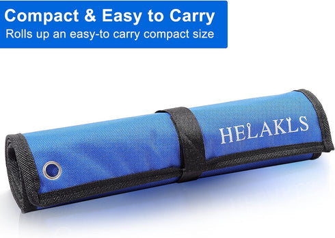 1 Piece 12 Pockets Metric Wrench Tool Roll Up Pouch, Heavy Duty Canvas Organizer Bag (Blue)