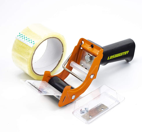 Rapid-Replace Packing Tape Dispenser Gun with Extra Blade, 2 in (50mm) Lightweight Ergonomic Heavy Duty Cutter