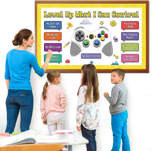 Mindset Set Mindset Growth Video Game Theme Bulletin Board Things I Can Control Positive Bulletin Decor Classroom