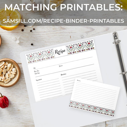 Samsill Recipe Binder Kit, 1 Inch D-Ring, Full Page 8.5 x 11, Floral Tile Design