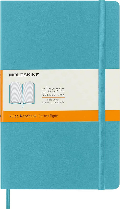 Moleskine Classic Notebook - Soft Cover, Large (5" x 8.25"), Ruled/Lined, Reef Blue, 192 pages