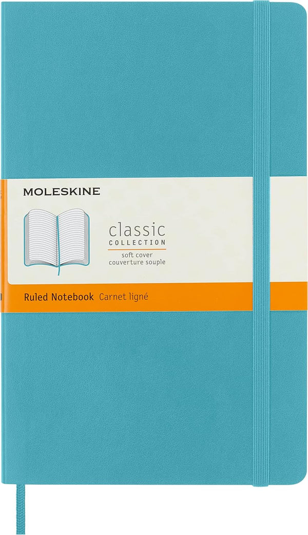 Moleskine Classic Notebook - Soft Cover, Large (5" x 8.25"), Ruled/Lined, Reef Blue, 192 pages
