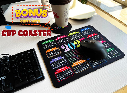 Calendar Mouse Pad 2025 Bulk 10.3"X8.3", XL Mouse Pad Calendar with Holidays, Non-Slip Rubber Base, Home Office Desk