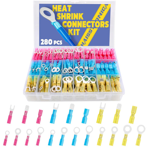 haisstronica 280PCS Marine Grade Heat Shrink Wire Connectors, Electrical Connectors Kit of Tinned Copper