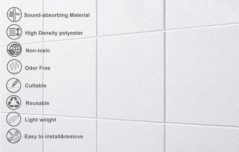 Felt Wall Tiles Bulletin Board, Large Cork Board Alternative 6 Pack 11.81”x11.81”x0.47” with Safe Removable Adhesive