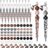 Whaline 110Pcs Cow Beadable Pens, Black and Brown Cow Print DIY Pens with Beads