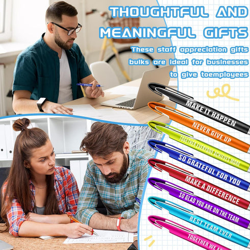 Lincia 100 Pcs Employee Appreciation Ballpoint Pens - Bulk Quotes Pens with Black Ink for Graduation and Nurses Day