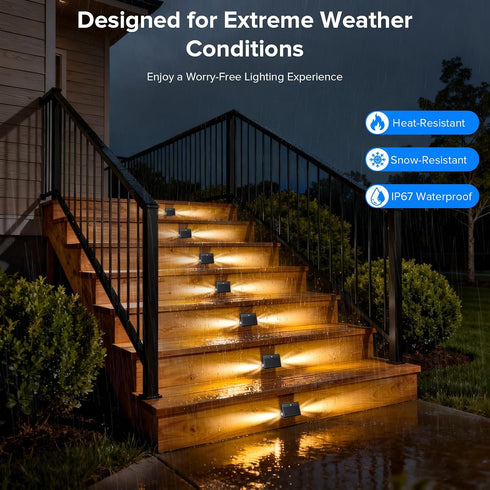 2 Pack Ip67 Motion Sensor Solar Step Lights, Waterproof Outdoor Stair Light,Warm White/Rgb Colors & Double-Sided